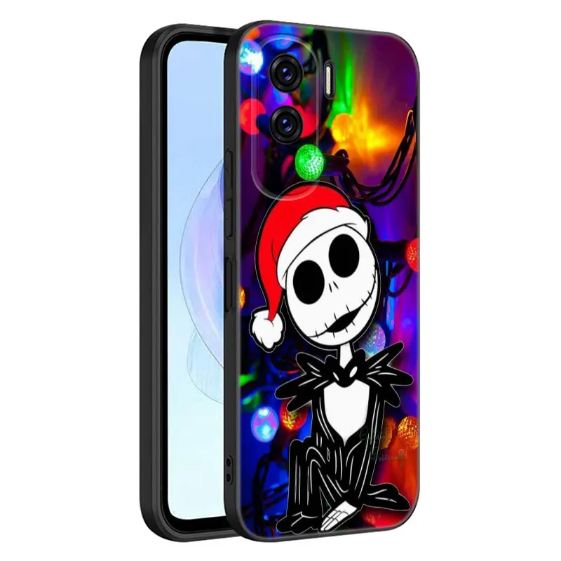 Jack Skellington Black Silicone Phone Case For Honor 70 90 Lite X40 GT X50 i X5 Plus X6A X6S X7A X8A X8B X6 X7 X8 X9 4G X9A X9B