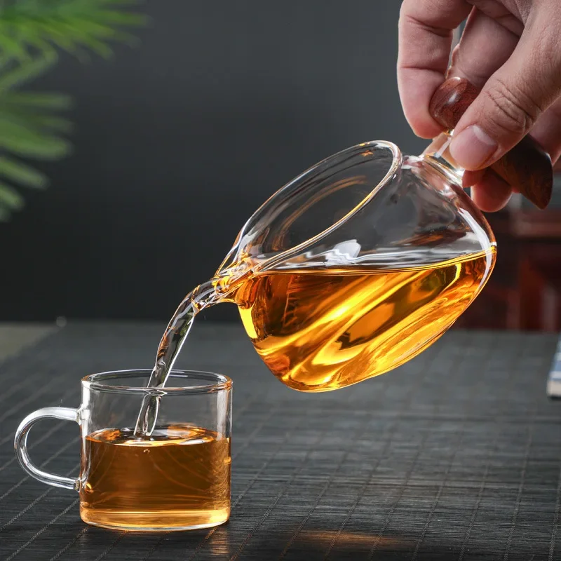 Side Handle Glass Justice Cup Heat Resistant Male Cup Tea Pot Teapot for Tea Brewing Kettle Teapot With Infuser Pu Erh Gaiwan