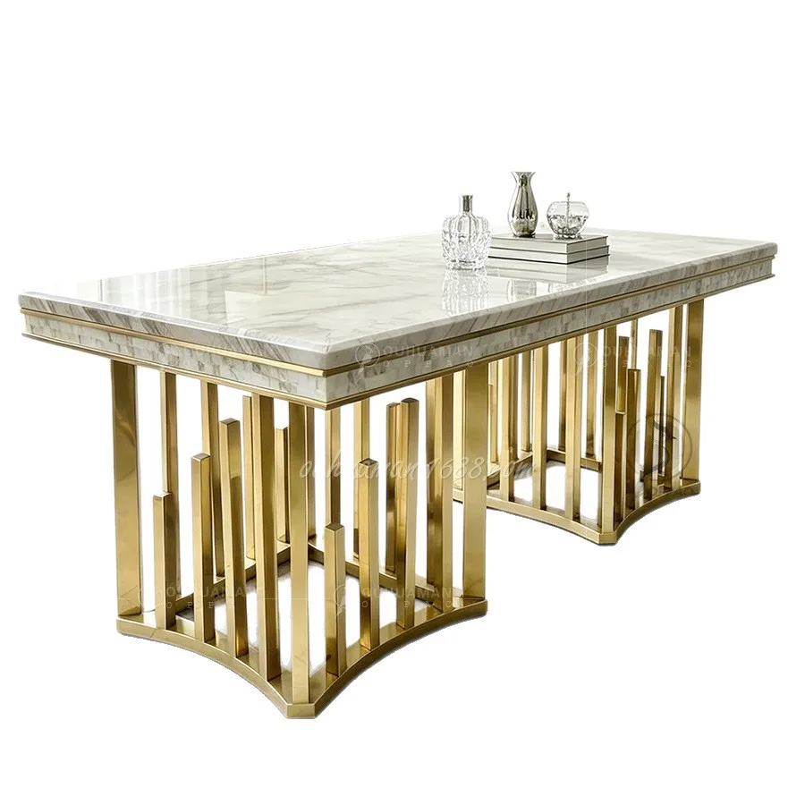 LMM light luxury marble dining table and chair combination household size rectangular dining table
