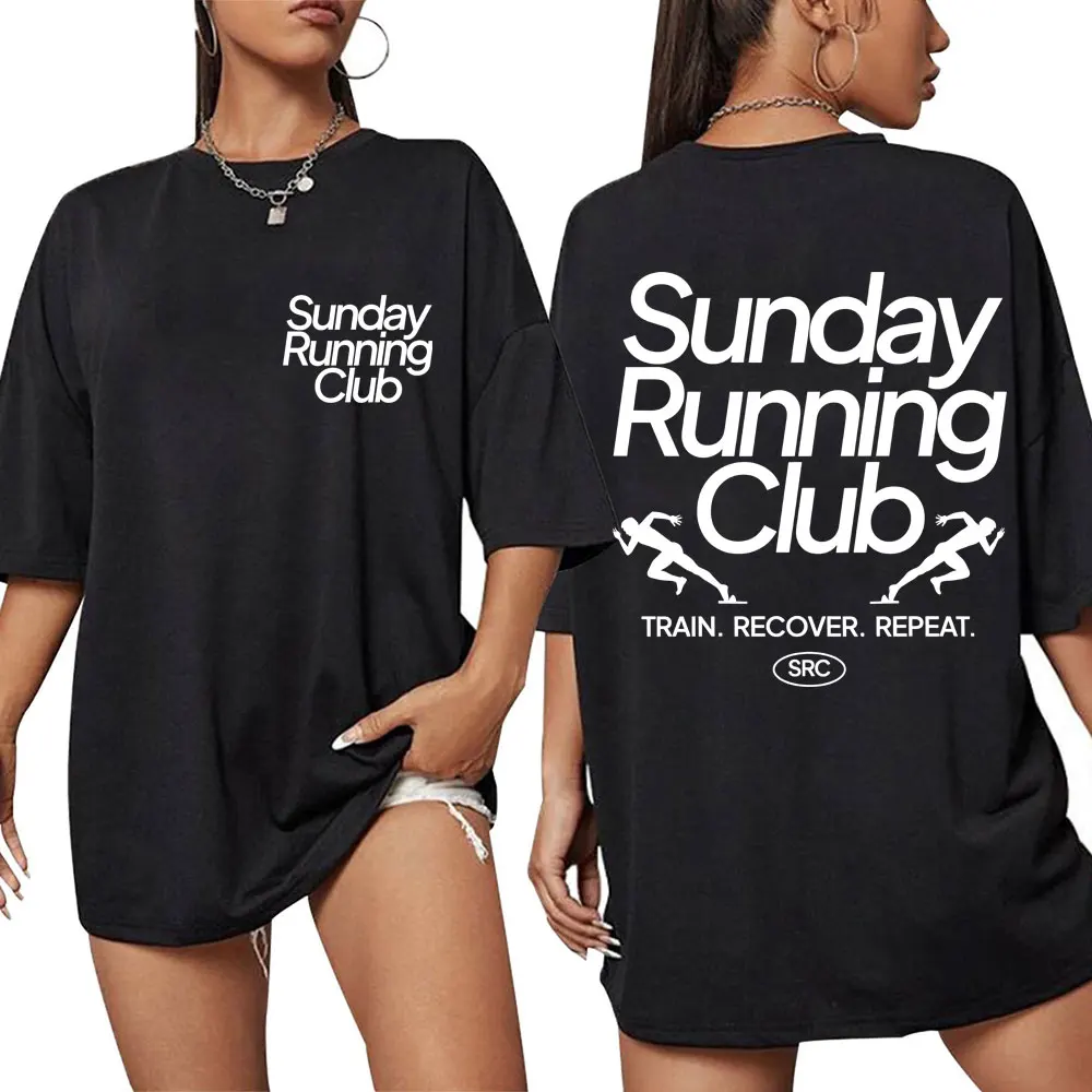 Футболка с графическим принтом Sunday Running Club для мужчин и женщин, модная спортивная футболка, новинка, оверсайз, из чистого хлопка, повседневная, уличная одежда для мужчин