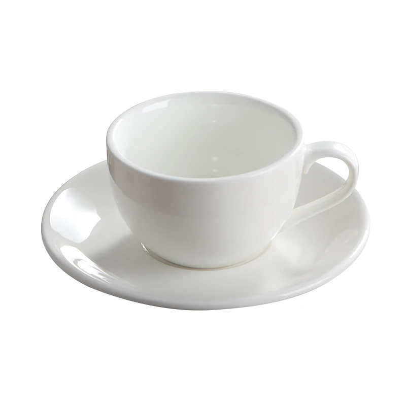 White Ceramic Espresso Coffee Cups Set with Saucer