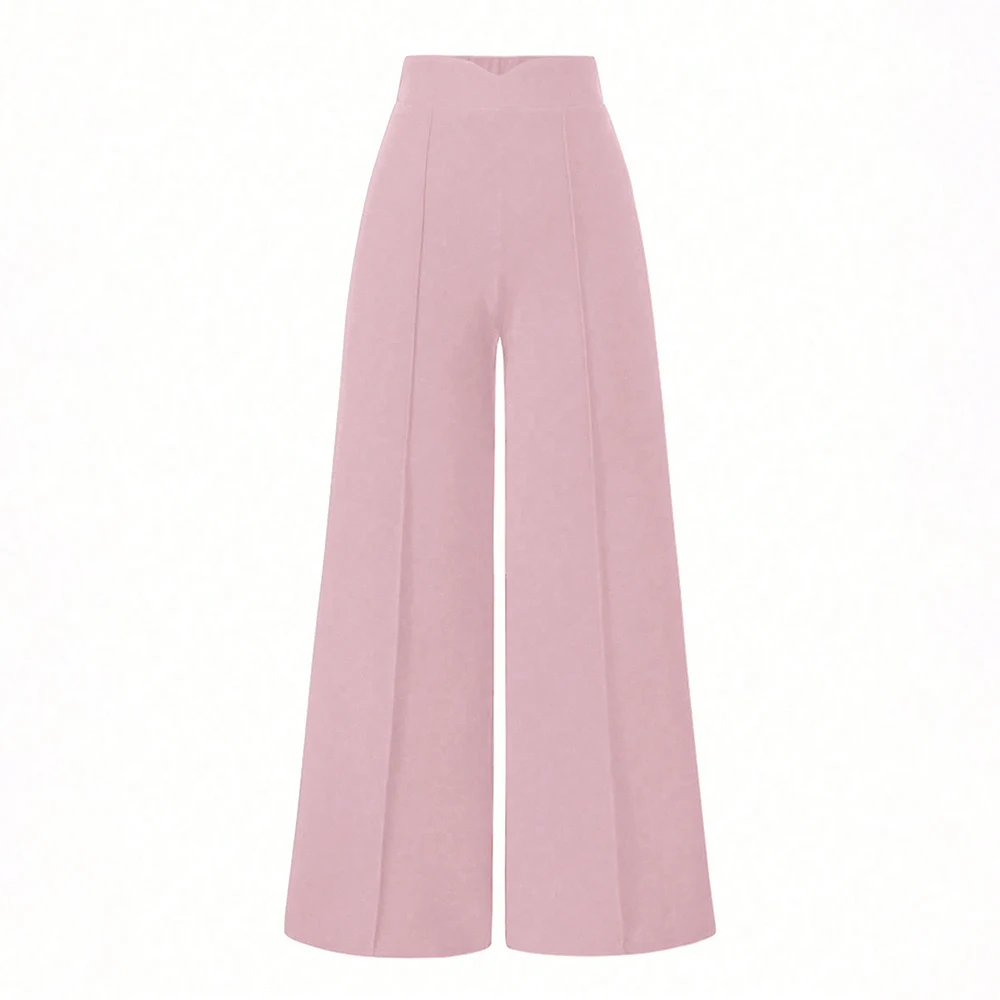 กางเกงฤดูร้อนเกาหลีสบายธรรมดาหลวมพอดีความยาวเต็มกางเกงขากว้างวันหยุดสําหรับผู้หญิง