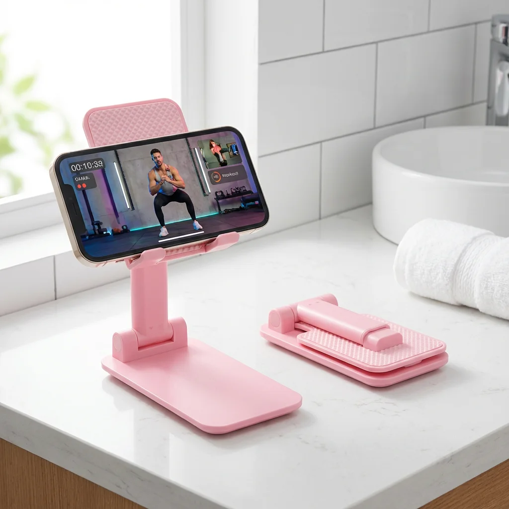Pink Foldable Phone Stand, Stable & Anti-Slip, for Smartphones & Tablets, Portable & Space Saving