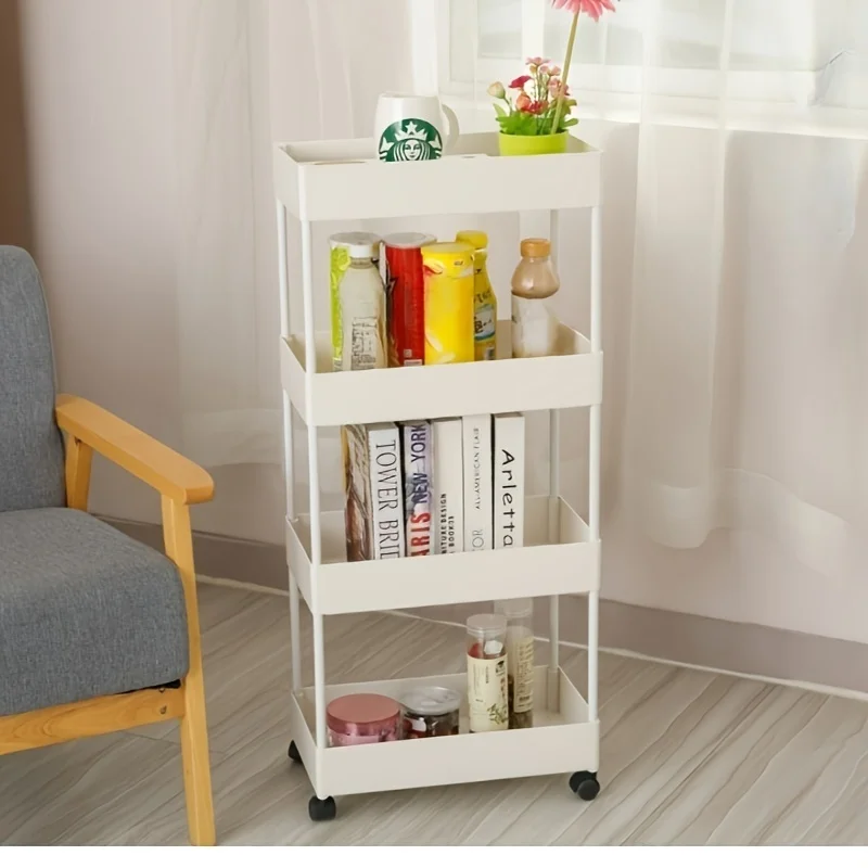 Floor to ceiling kitchen movable storage rack, bathroom crevice storage rack, beauty salon trolley