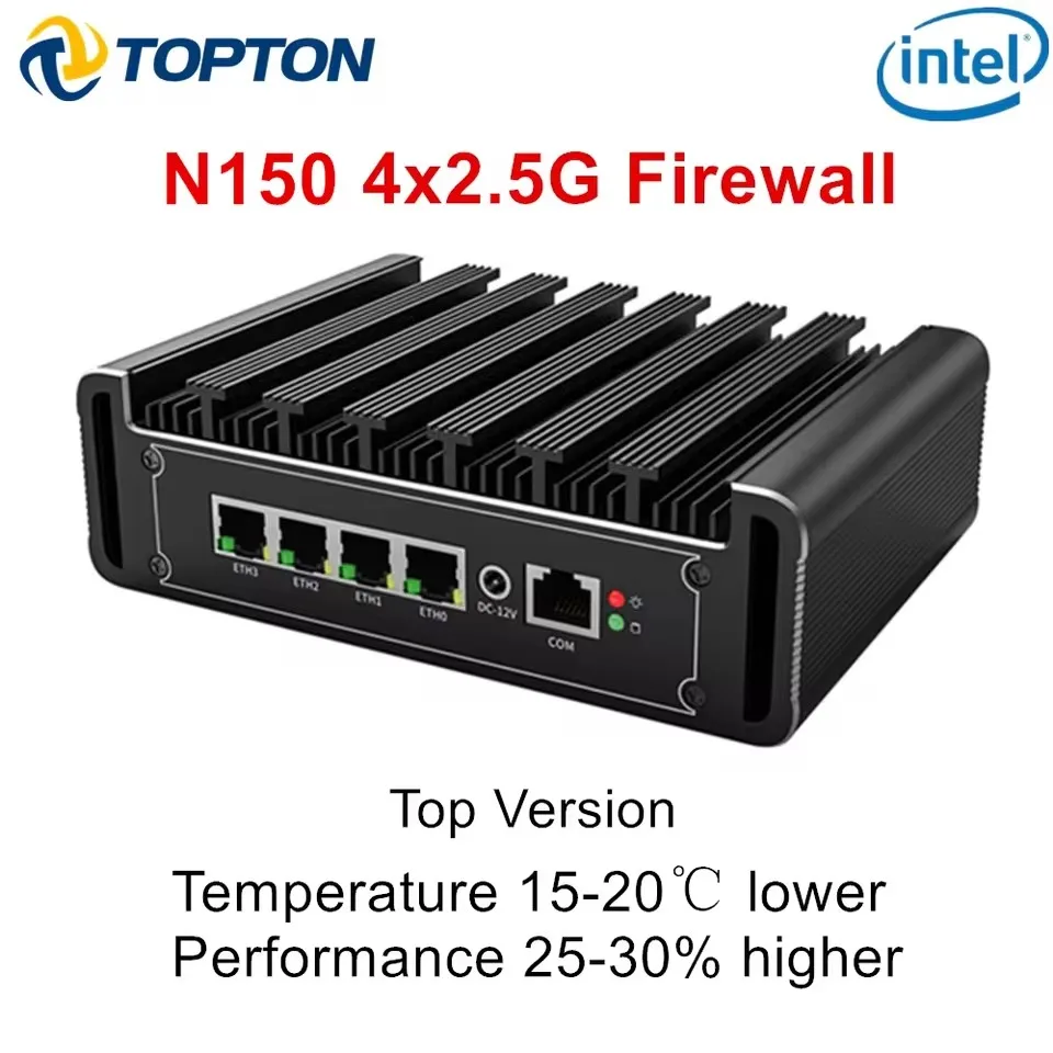 Topton Router Mini PC Intel N100, versi Top 4x2.5G i226-V LAN Firewall Mini, Proxmox VPN Server pfSense OPNsense AES-NI