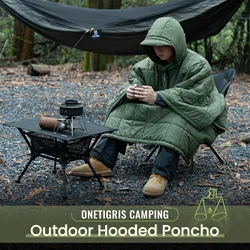 OneTigris Tactical Poncho Camping Blanket Wearable Sleeping Bag for Hunting Ultralight Water-Resistant Hooded Warm Blanket