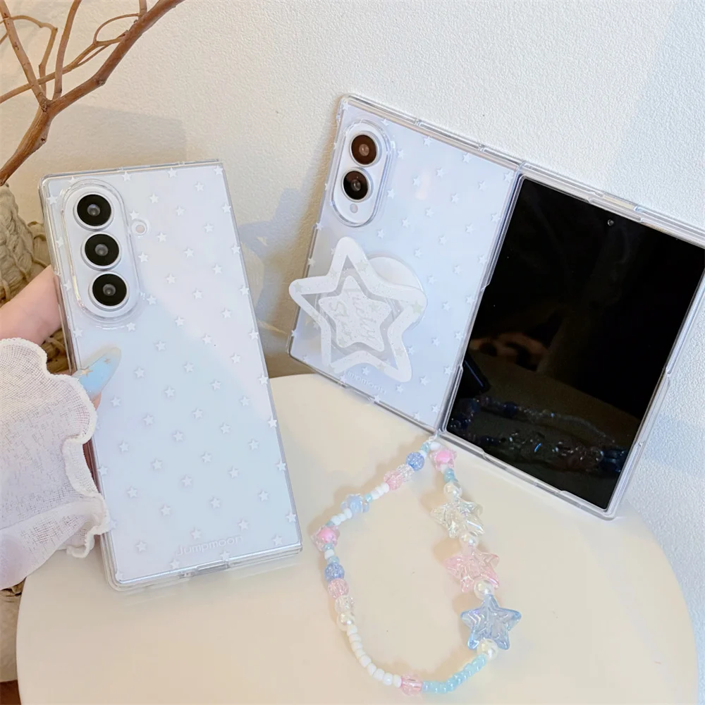 New Fashion Cartoon Stars stand Phone Case For Samsung Galaxy Z Fold 8 Ultra Z Fold 7 6 5 4 3 Shockproof Cover Chain