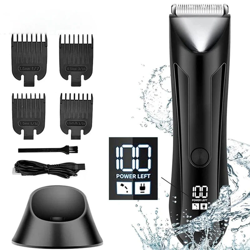 Digital Display Body Hair Trimmer Groin Rechargeable Ball Shaver/Trimmer Men Electric Pubic Beard Hair Clipper For Men Groomer