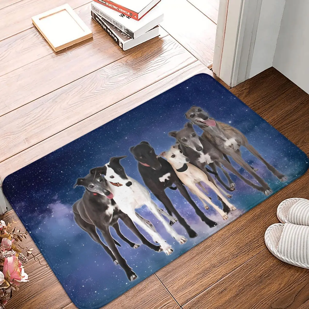 A Pack Of Hounds Geryhound Greyhounds Dog Doge Long Leg Bath Mat Rug Home Doormat Kitchen Carpet Entrance Door