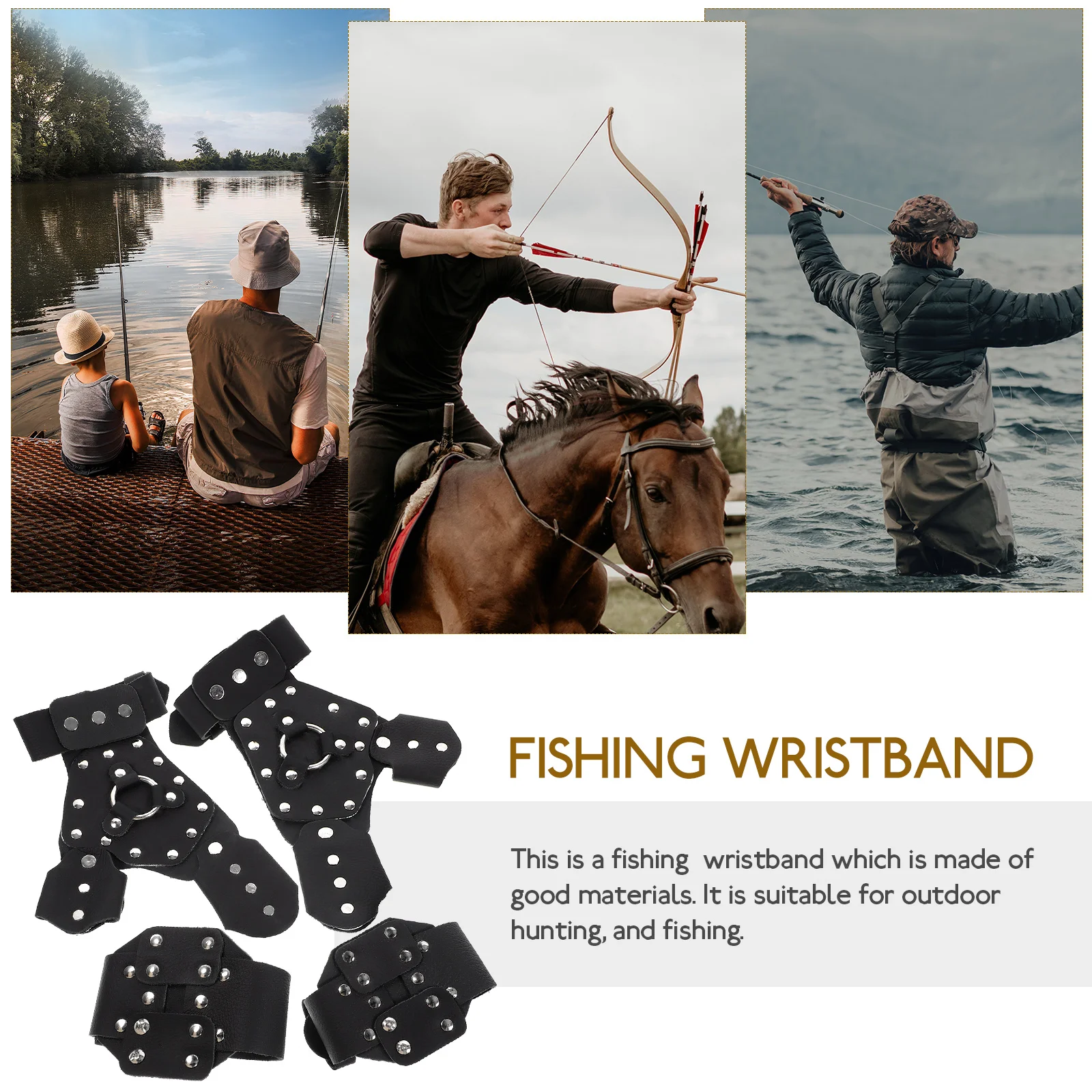 

4pcs Fish Shooting Wrist Bands Adjustable Durable Fishing Wristband Protective For Bowfishing Lightweight