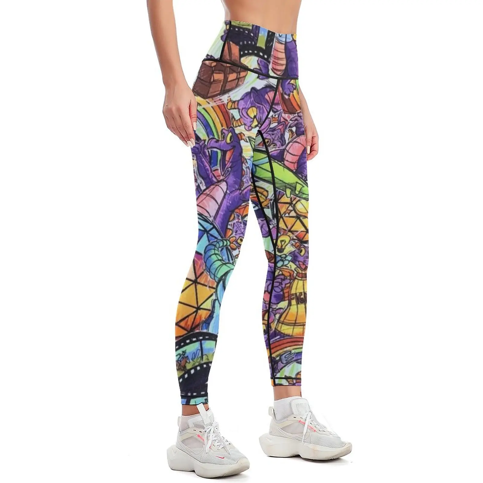 figment epcot collage 1 Leggings Women's trousers sport legging Womens Leggings