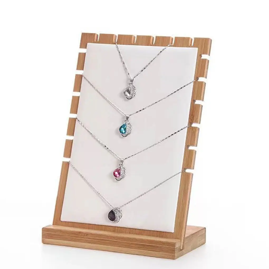 

Wood Elegant Necklace Earring Display Stand Made With Bamboo For Durability And Charm Wide