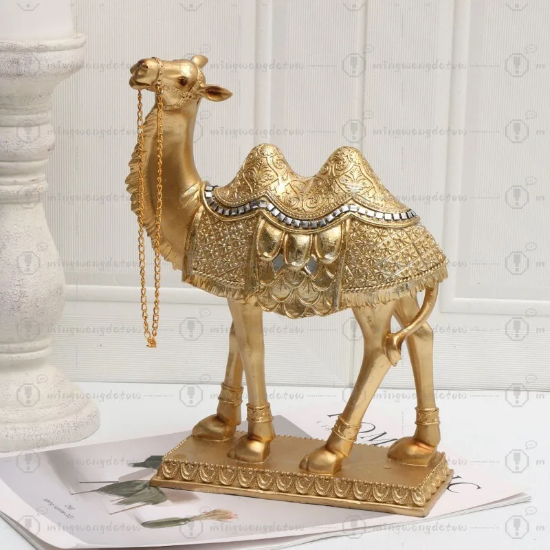 Golden Camel Ornament Decorative Figurine for Living Room Bedroom Study Desktop