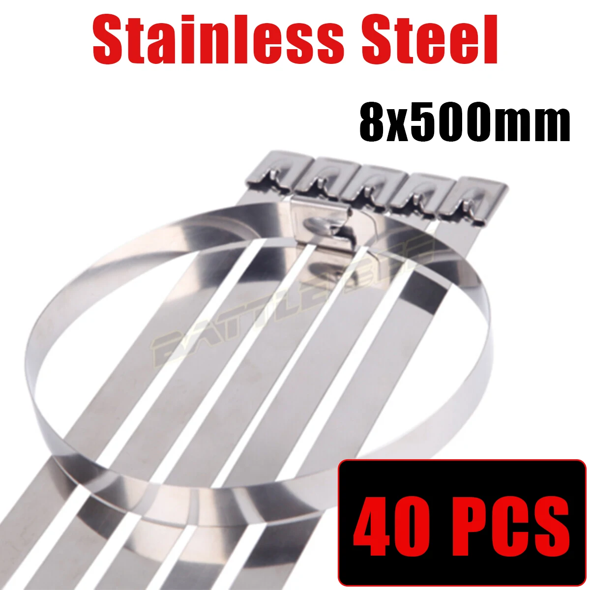 40X Stainless Steel Metal Cable Ties 4 x 300mm Wrap Heat Exhaust Zip Tie BATTLE BEE