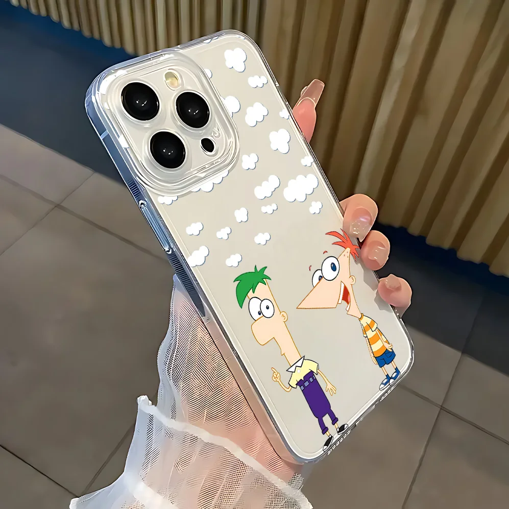 Cartoon P-Phineas and Ferbs Phone Case For iPhone 17 16 16e 15 14 13 12 11 Mini Pro Max X XR XSMax 7 8 Air Plus Transparent