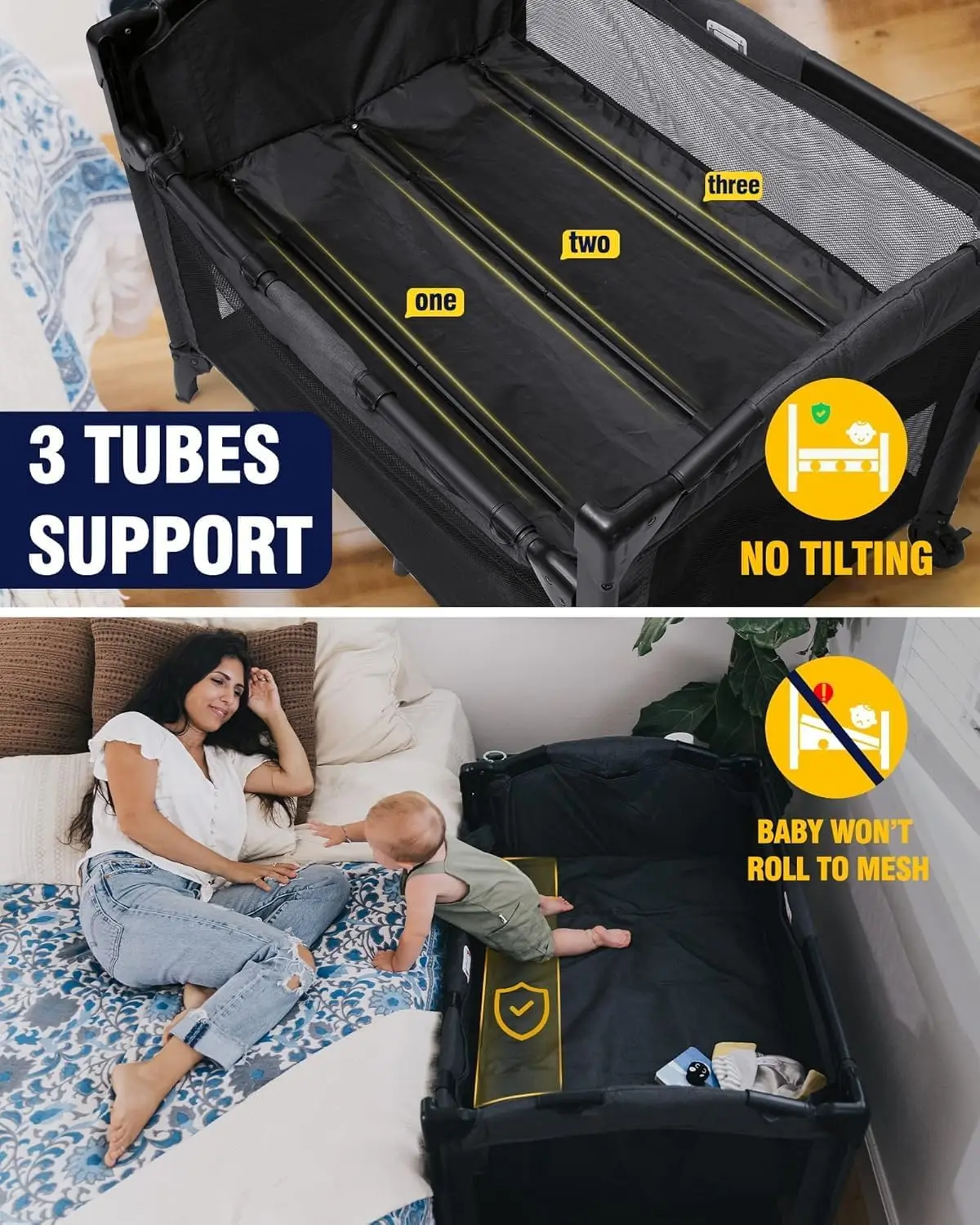 4-in-1 Baby Bassinet Bedside Sleeper with Playard and Changing Table for Newborns, Multi-Functional Crib