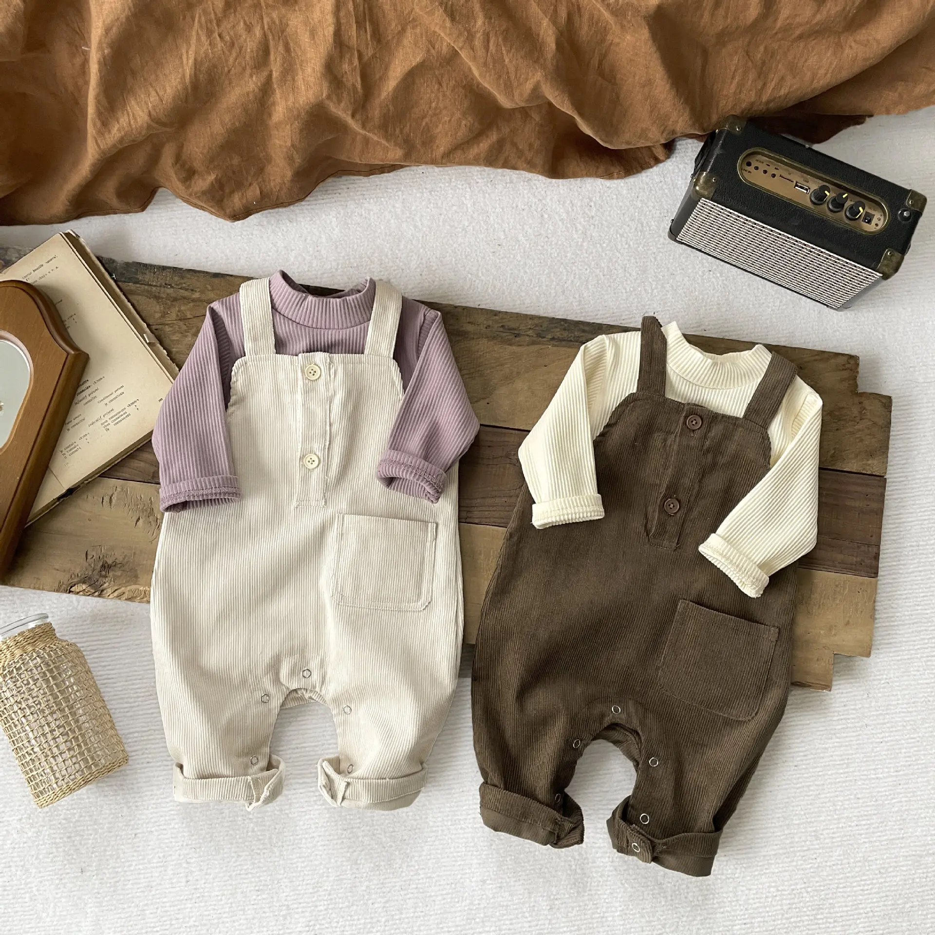 Korean Children Clothing for Infants Children Autumn Boys and Girls Baby Fashion Corduroy Korean Casual Suspender Pant