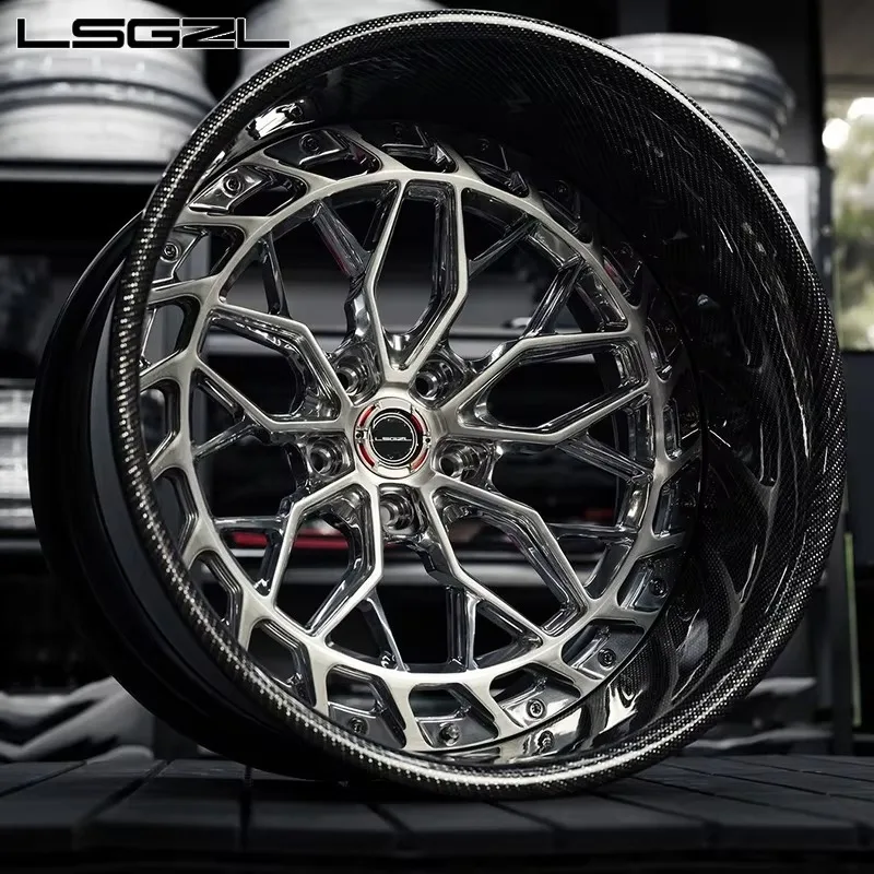 High-end customized deep concave forged alloy wheel hub, multi-inch single-piece sport rims, 5×3 PCD, gold polished finish