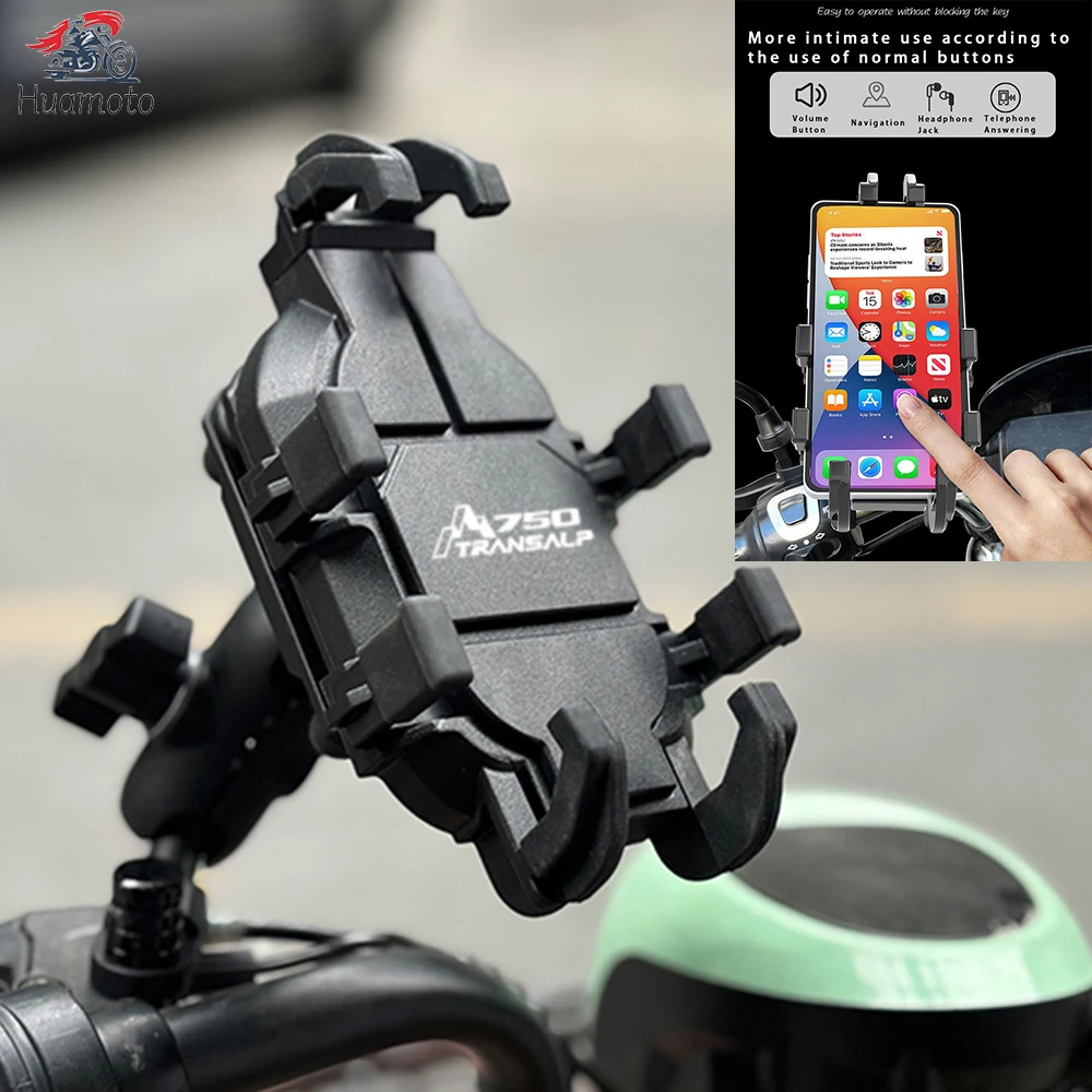 Mobile Phone Holder Logo For Honda TRANSALP XL750 Shockproof Shock Absorber Universal Handlebar Stand Bracket Accessories