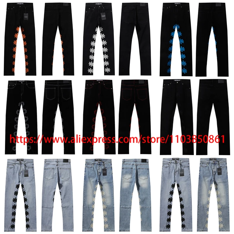 

2025 High Street Trend LOST SHDWS Jeans Fashionable Embroidery Logo Pattern Retro Casual LOST SHDWS Slim-fit Pants