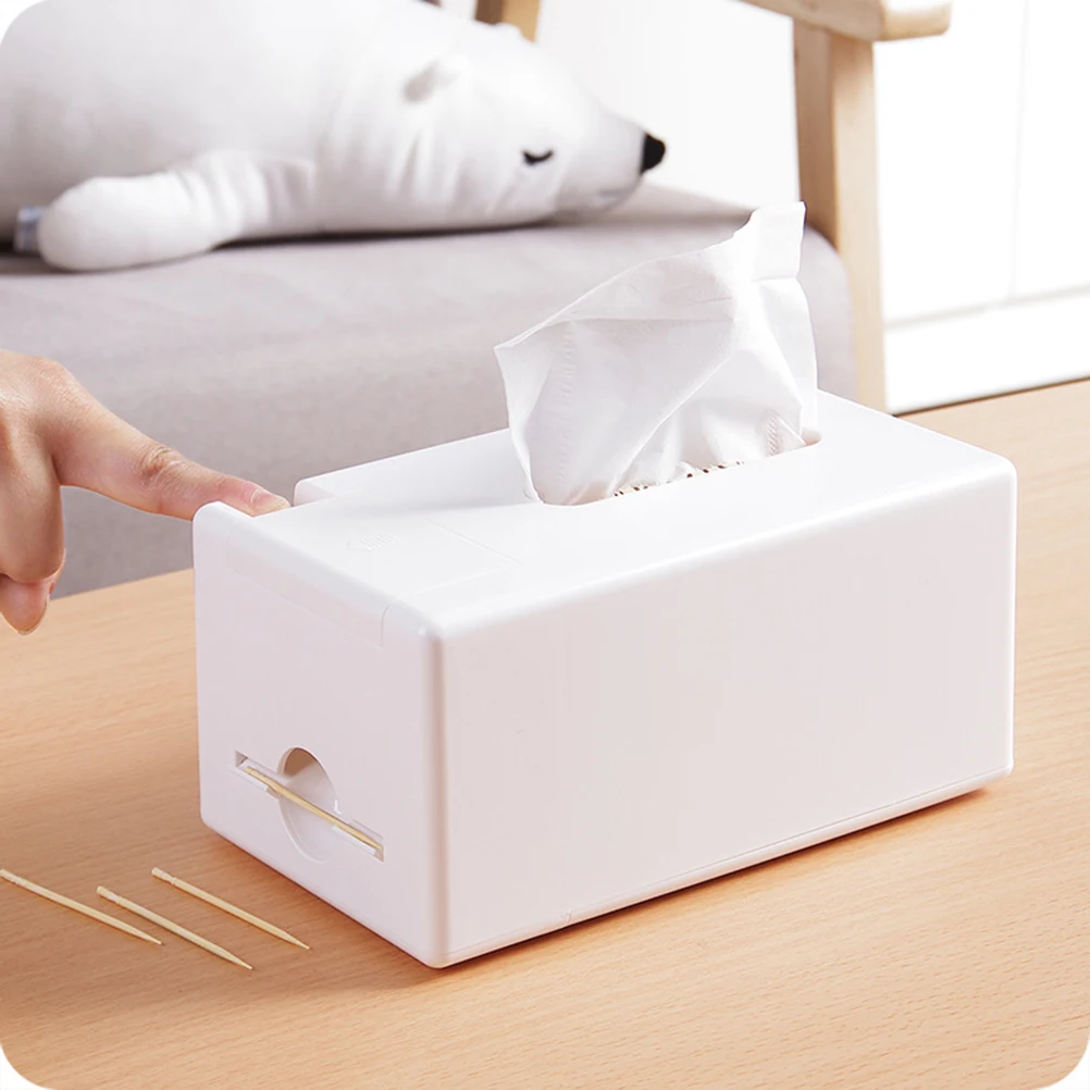 

Toothpick Tissue Box Automatic Dispenser Desktop Organizer Toothpicks Household