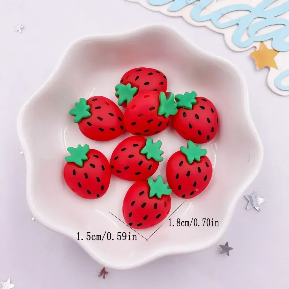 12PCS Resin Kawaii Colorful Cartoon Hand drawn Strawberry Flat back Stone Figurines Decor Scrapbook DIY Bow Accessories Crafts