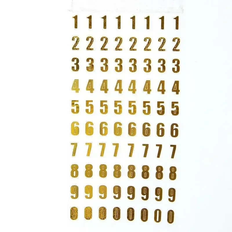 Children Funny Number Stickers Gold Color Numerals English Alphabet Sticker Student Stationery Stickers