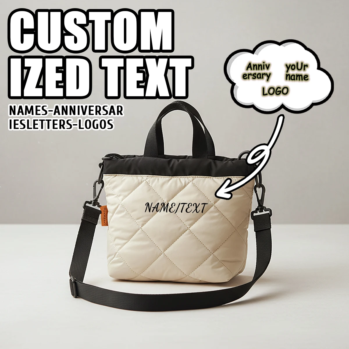 

Logo High-End Custom Japanese-Style Small Crossbody Bag for Women, Phone Bag, Drawstring Shoulder Bag, Fabric Bag, Private DIY