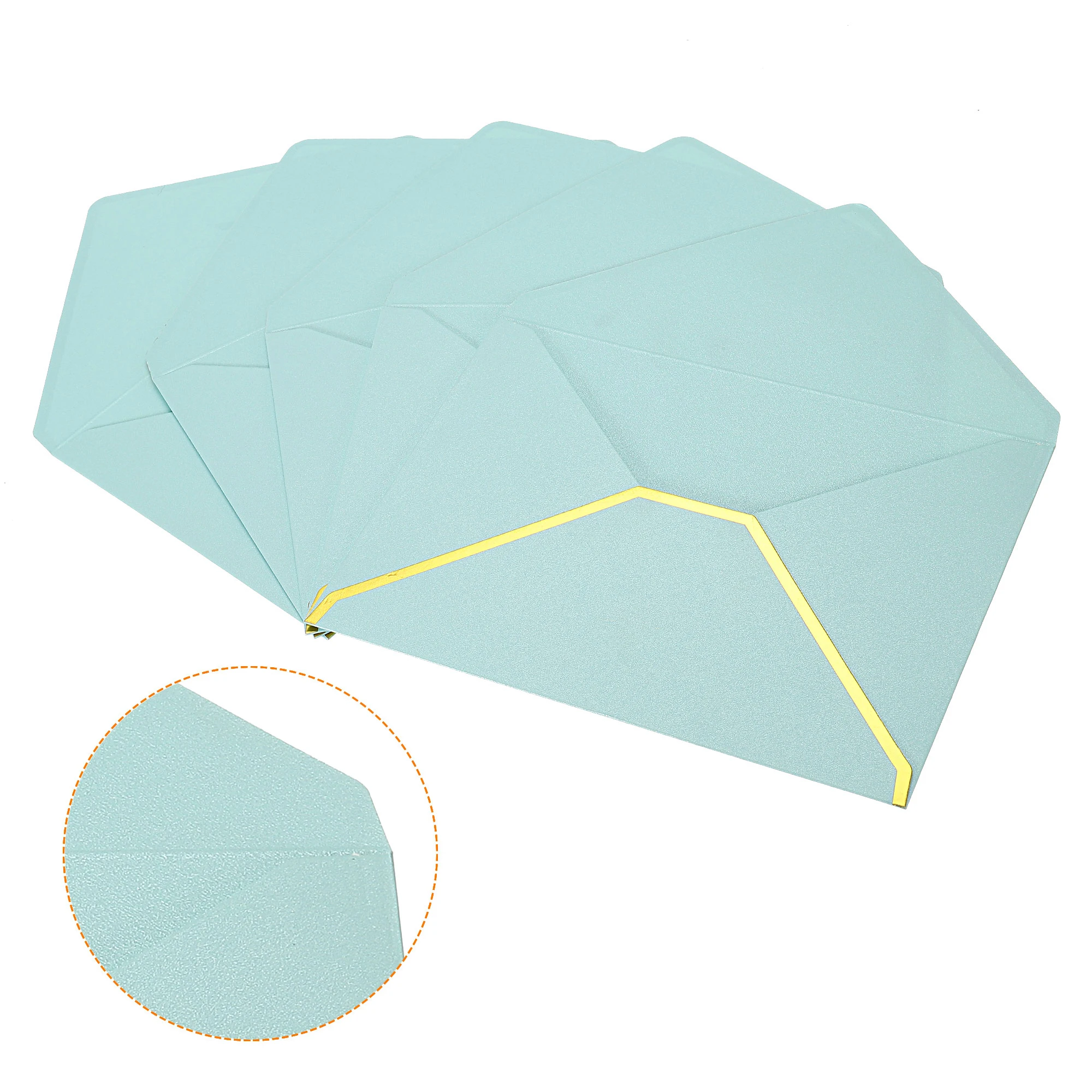 10Pcs V Flap Envelopes 7 x 5'' Luxury Style Gold Border Greeting Card Envelope for Invitations Weddings