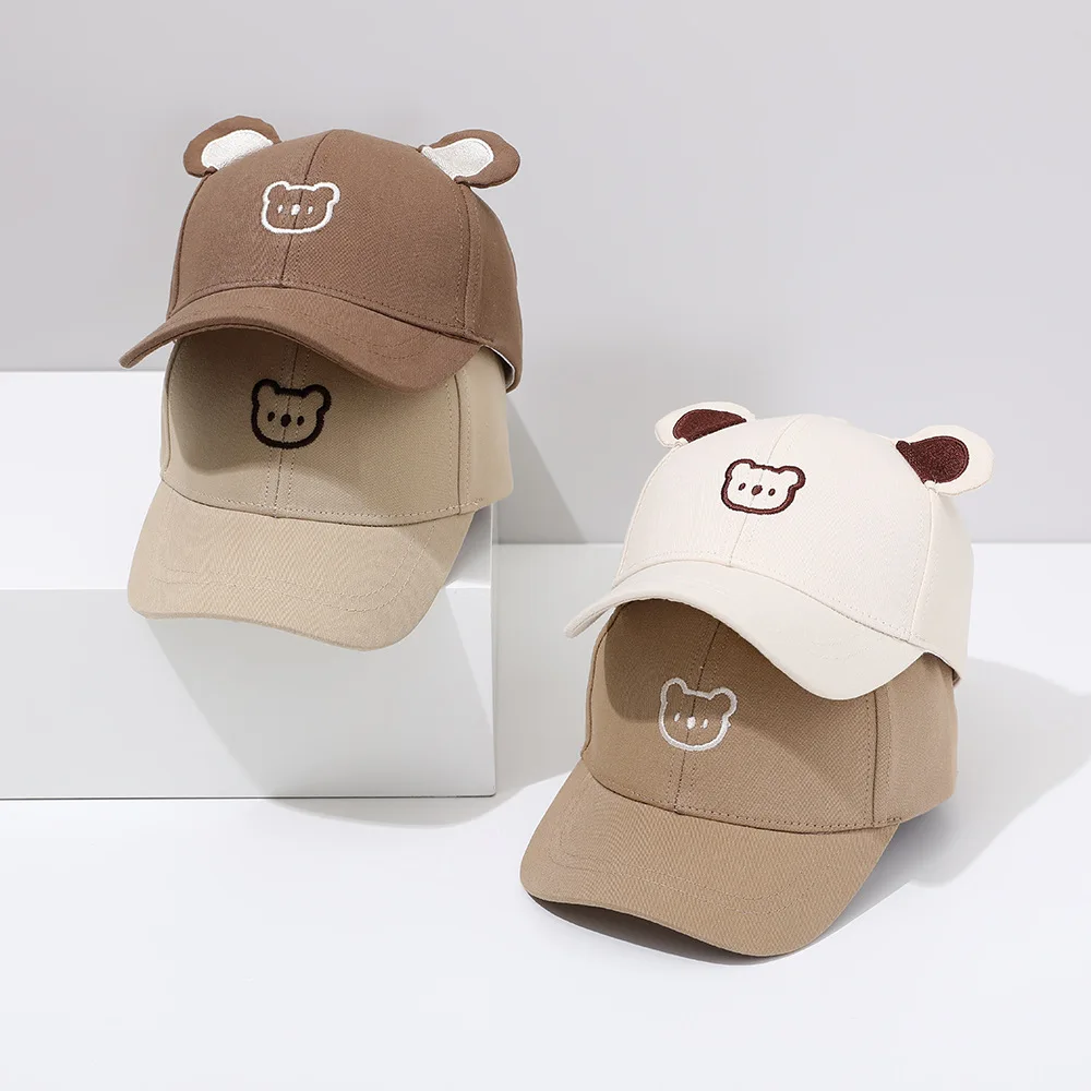 New Embroidery Bear Baseball Cap Summer Cute Cotton Boy Girl Thin Sunhat Unisex Outdoor Snapback Fashion Children Baseball Hat