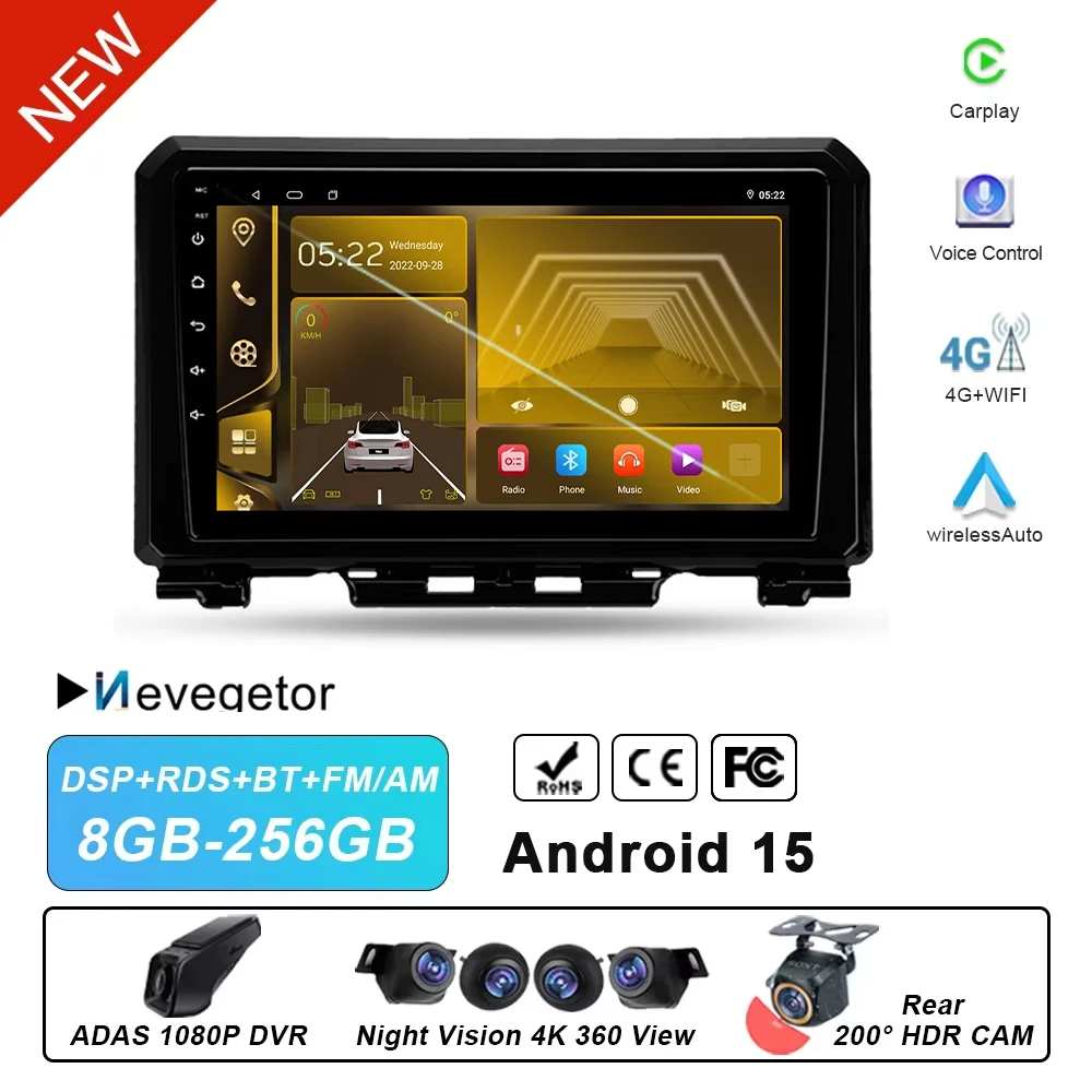 

Car Android Auto For Suzuki Jimny JB64 2018 - 2020 GPS Navigation Multimedia Video Player Carplay Radio 5G WIFI BT No 2din DVD