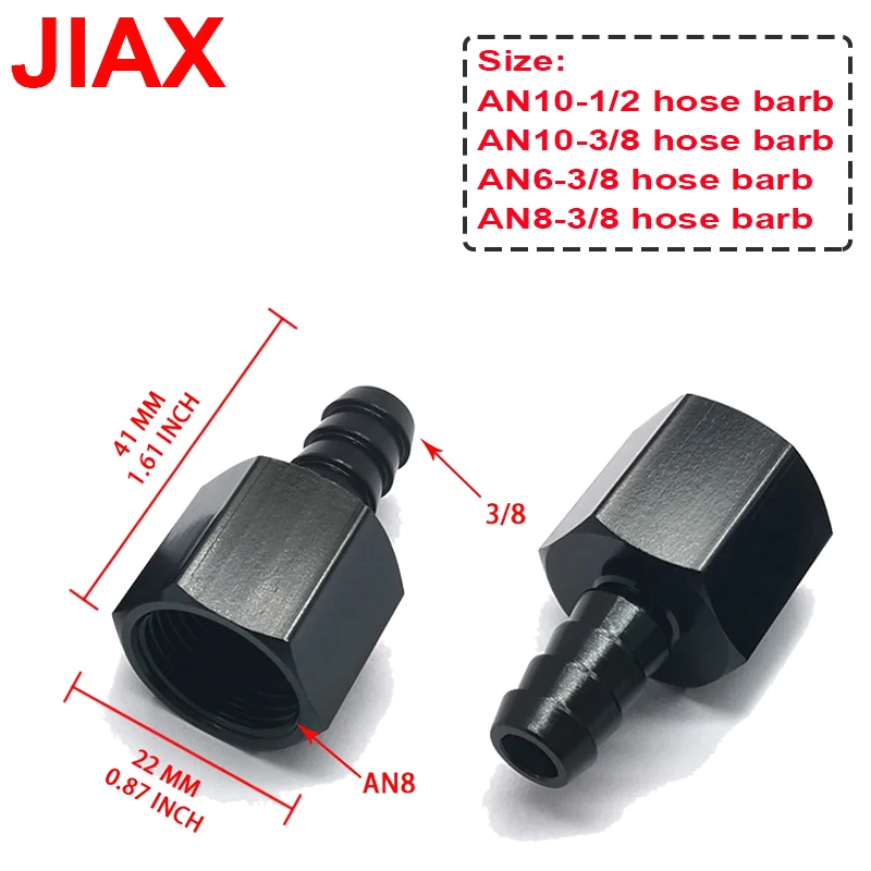 

Aluminum 6AN 8AN 10AN female Flare to 3/8 Barb Push Hose Barb Fitting Adapter