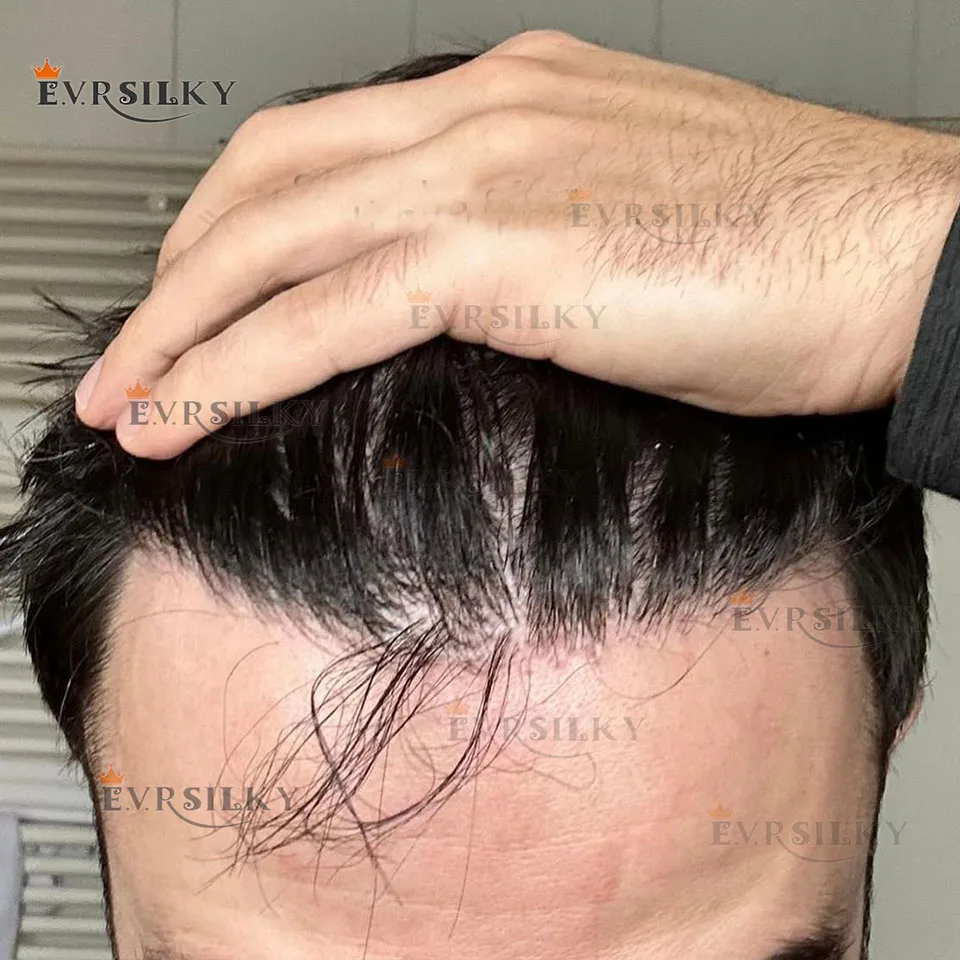 

Натуральная невидимая линия волос 0,02 мм, супер ультратонкая кожа, 80% плотность, мужской парик, незаметный Vloop, коричневый, черный, серый # 210-лобовые волосы