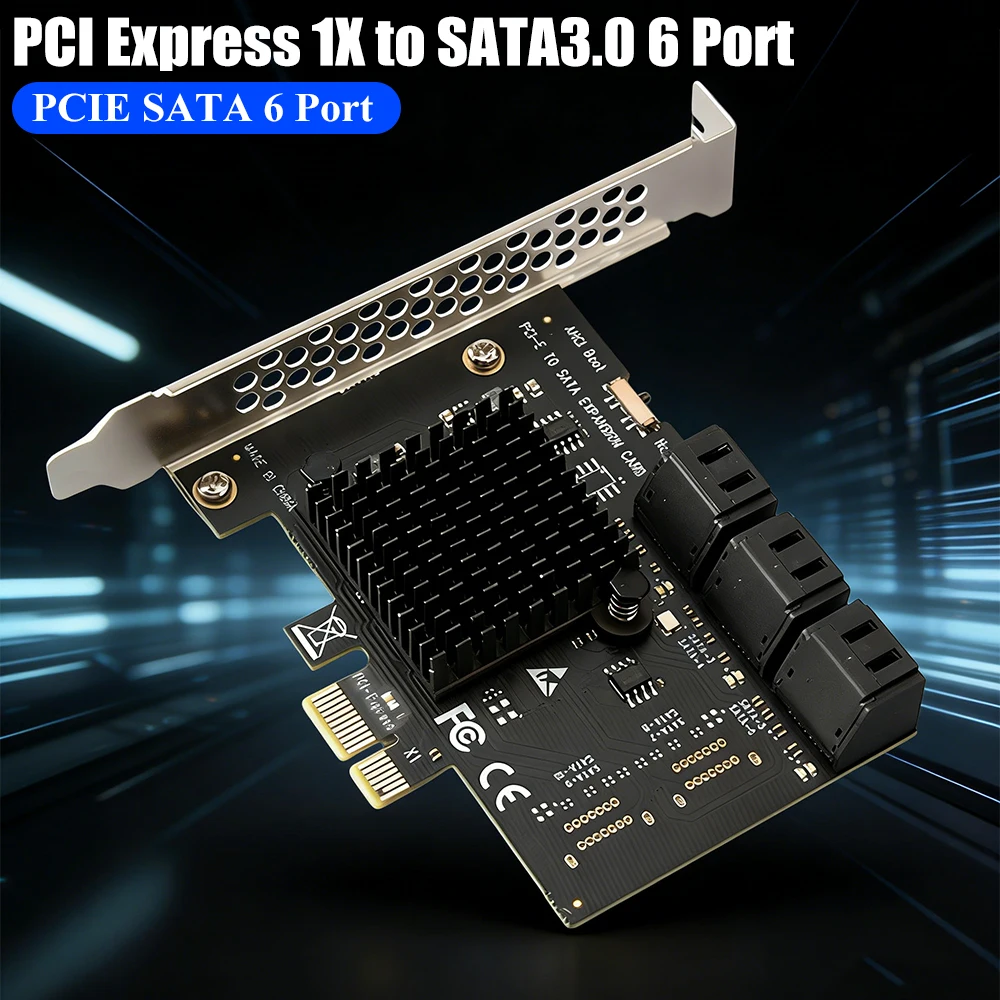 

PCI-E 1X to SATA3.0 6 Port Expansion Card 6Gbps for Windows Desktop Computer Kit