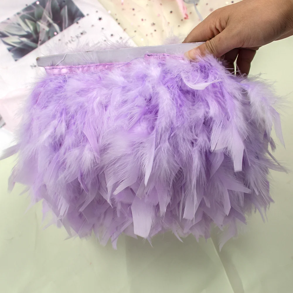 1 متر متعدد الألوان تركيا ريشة تقليم هامش رقيق جردت بلوماس الشريط 10-15 سنتيمتر فستان الزفاف الملابس الحرف الخياطة الديكور