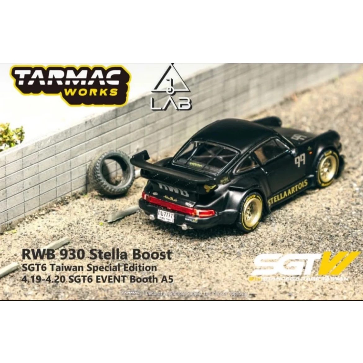 1:64, RWB Taiwan tentoonstelling limited edition twee auto's, gegoten miniatuursimulatie auto verzamelmodelornamenten van aluminium