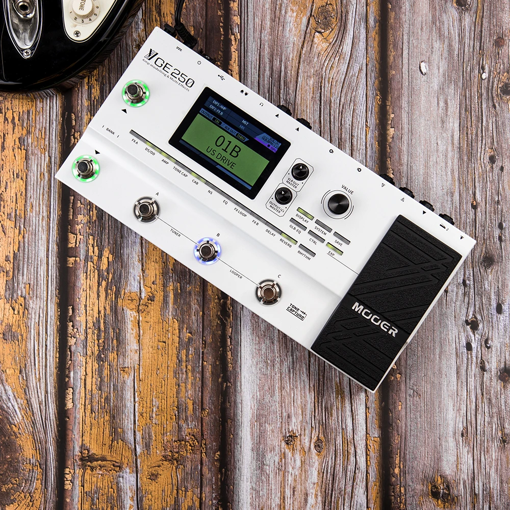 MOOER GE250 Guitar AMP Modelling Multi-Effects Pedal Processor 70 AMP Models 180 Effect 70s Looper 32 IR Digital AMP Pedal
