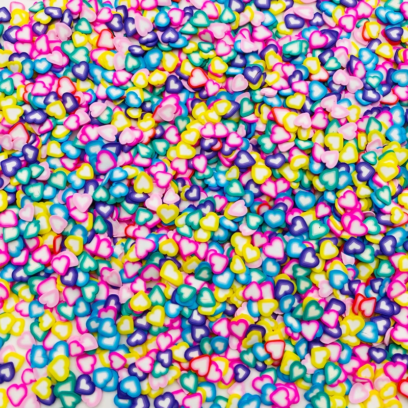 50g/Lot Hot Selling Clay Valentine's Colorful Heart Sprinkle, Cute Slice for Crafts Making, Phone Deco, DIY Scrapbooking