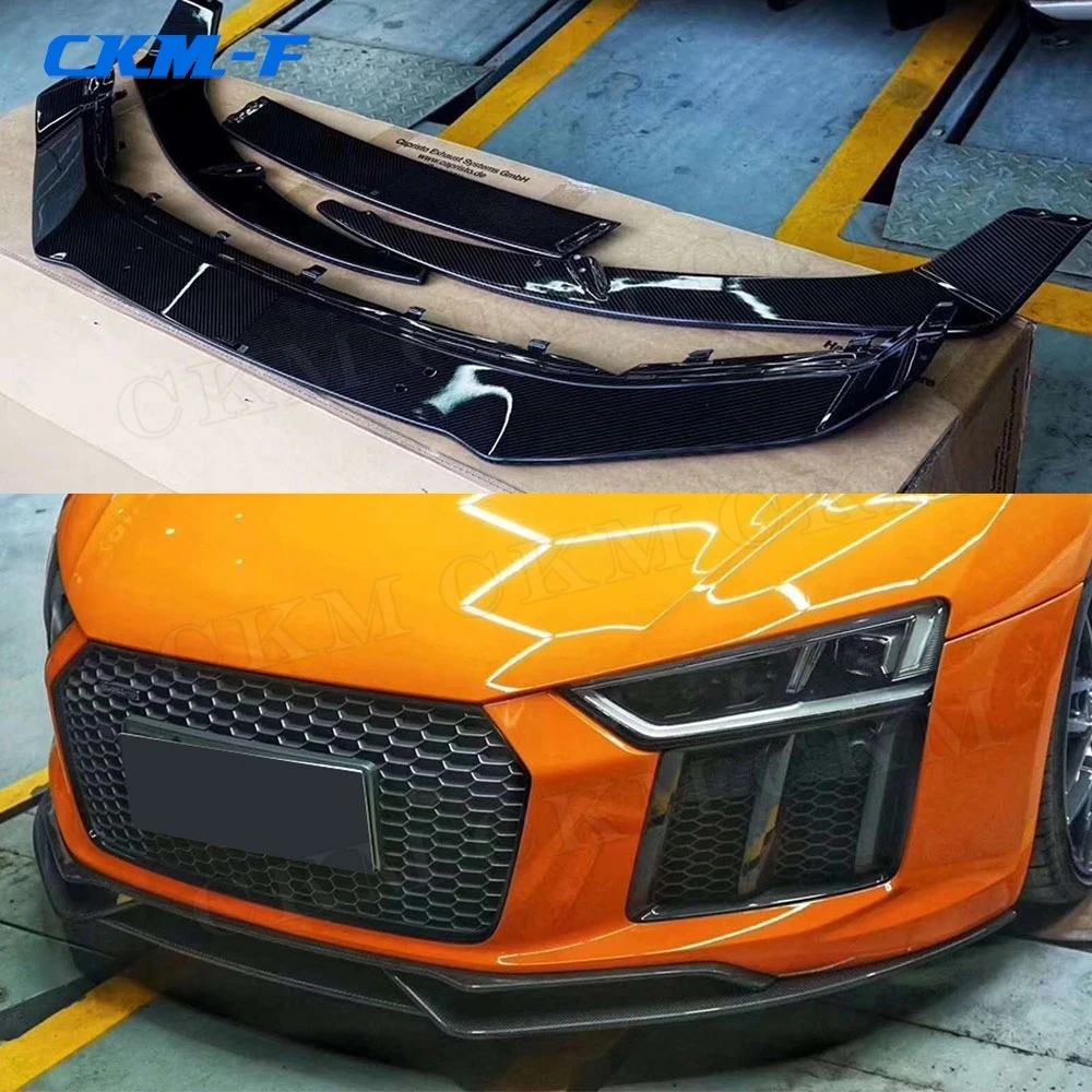 

Car Racing Carbon Fiber Front Bumper Lip Spoiler Splitters Body Kits for Audi R8 2016 2017 2018 2019