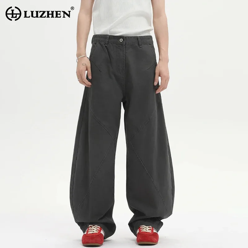 

LUZHEN Casual Trendy Pants Solid Straight Color Men's Elegant 2025 New High Quality Handsome Male Wide Leg Male Trousers JY4749