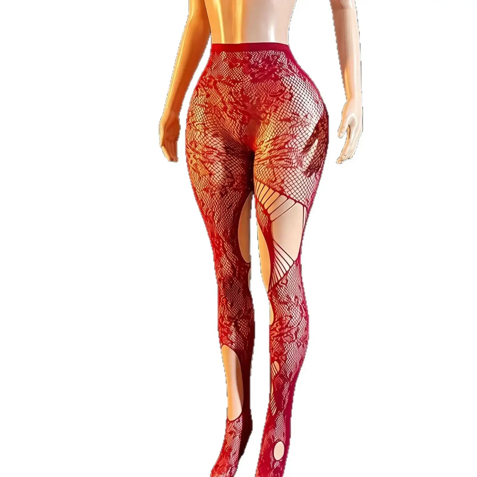 Solid Color Fishnet Stockings With Rose Embroidery Hollow Design Irregular Women's Fishnet Stockings Charming Pure Desire GGBE
