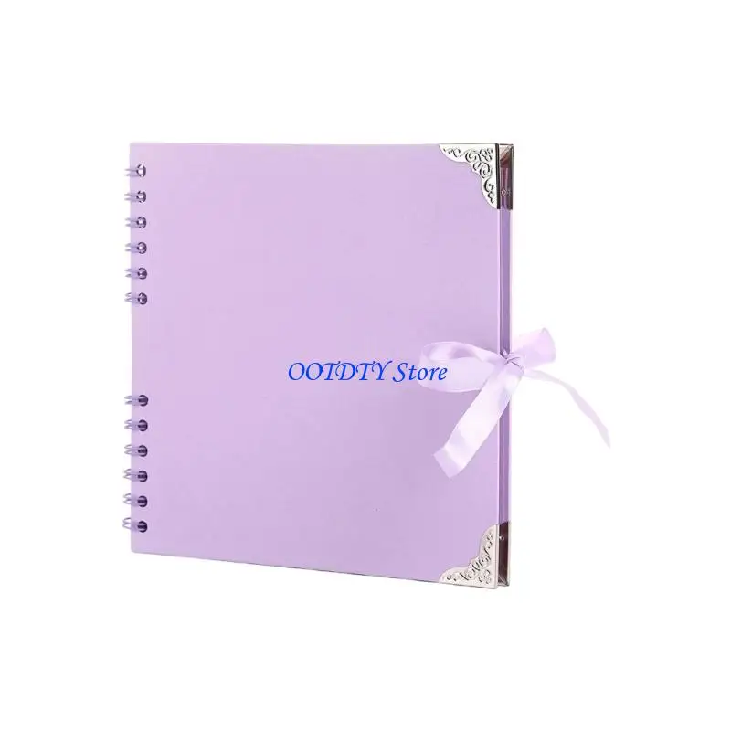 367A Scrapbook Album Blank Pages DIY Hardcover Memory Book with Ribbon Holiday Gift