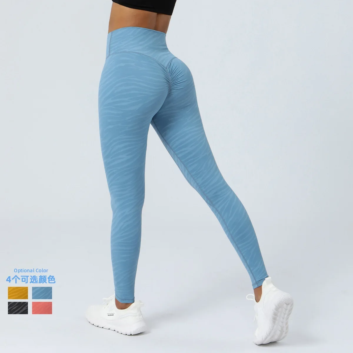 Angehobene Hüfte bedruckte Yoga hosen Frauen Hüft heben Laufen Fitness Crop Hosen nackt fühlen sich hohe Taille enge Sport hose