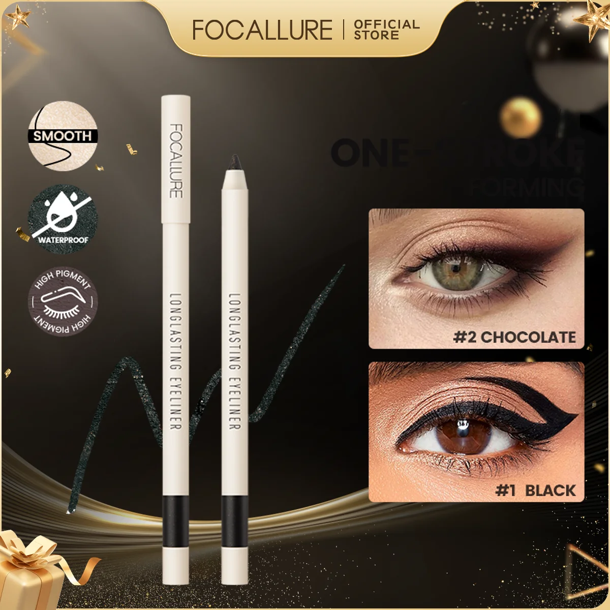 

FOCALLURE Ultra-thin Black Liquid Eyeliner Waterproof Long-lasting Quick-dry Smooth Eye Liner Pencil Pen Tools Makeup Cosmetics