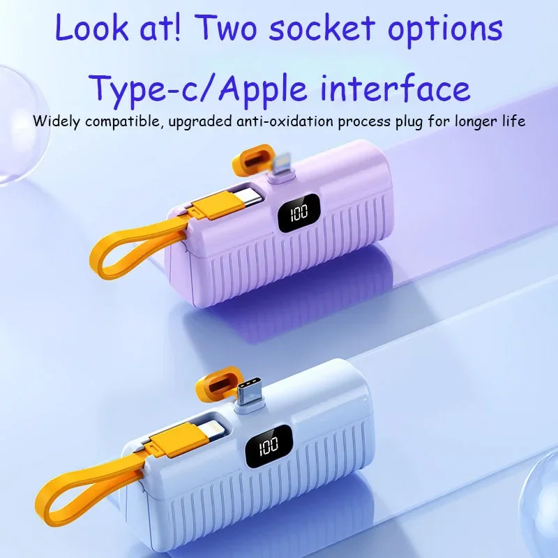 30000mAh Mini Capsule Power Bank Portable Fast Charging Digital Display Multiple Ports Pocket Charging For iPhone Xiaomi Samsung