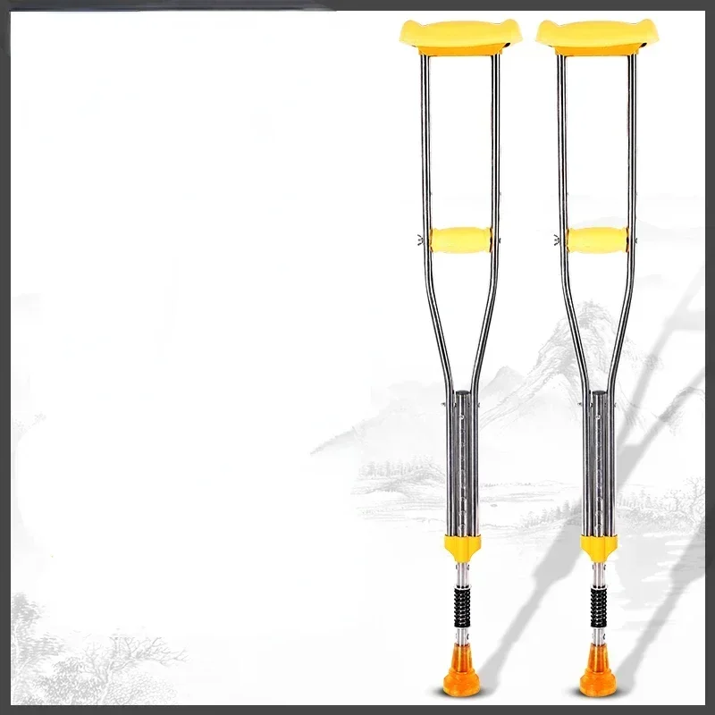 

Stainless Steel Adjustable Armpit Crutches, Non-Slip Rehabilitation Cane, Stable Walking Stick for Assistance, Mobility Aid