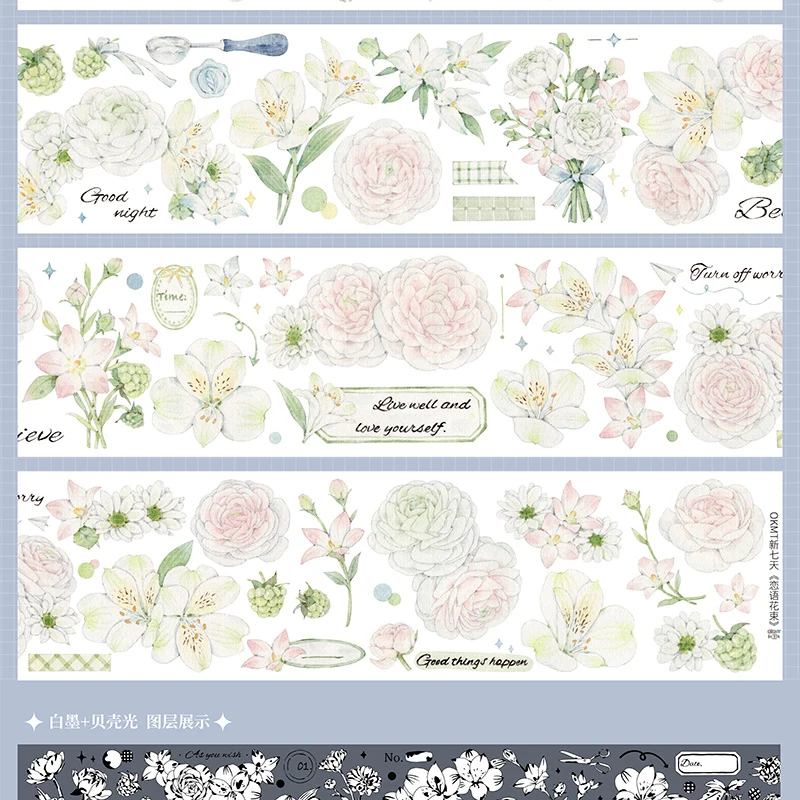 OKMT Collage Card Making Journal Decorative Masking Pet Washi Tape shell Luster