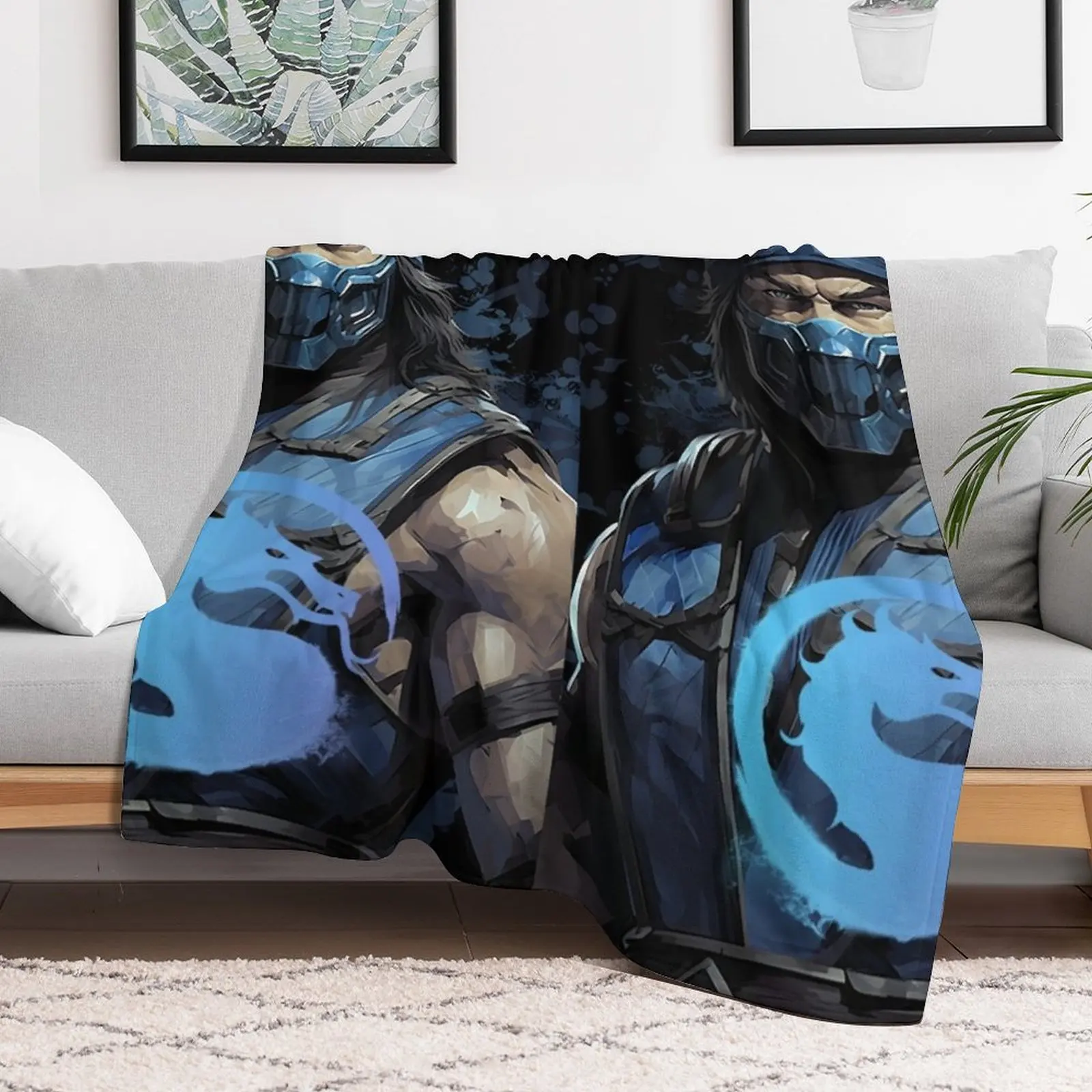 MK 1 Sub Zero Throw Blanket Hair Shaggy valentine gift ideas Decorative Sofas Blankets