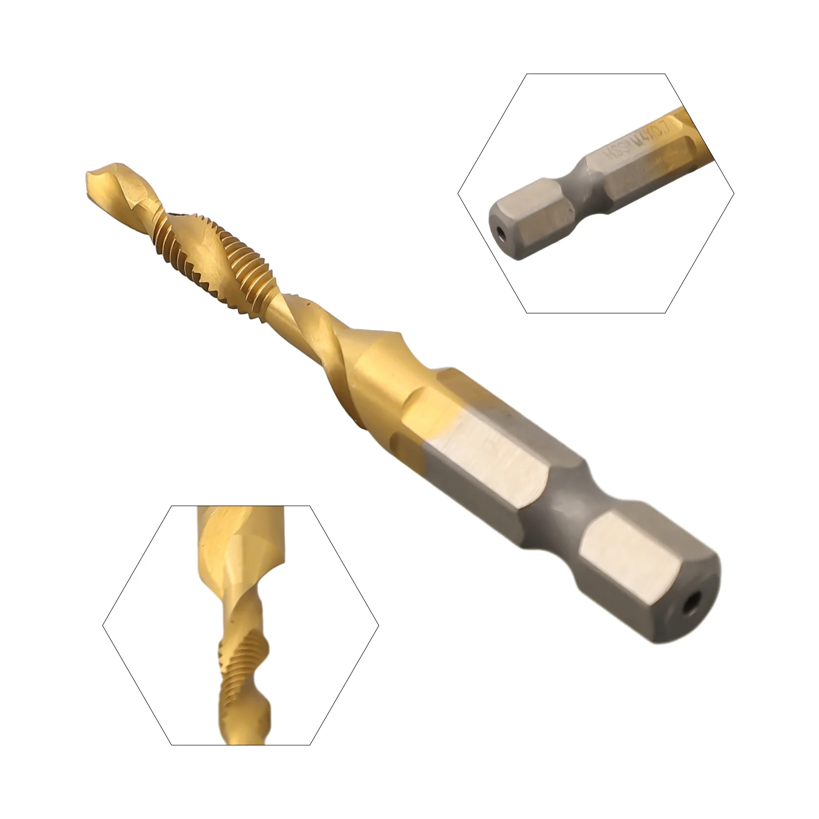 Chip Evacuating Hex Shank Tap for Metric Threads to for m10 Designed for Wood Plastic Aluminum and Thin Alloy Sheet Applications