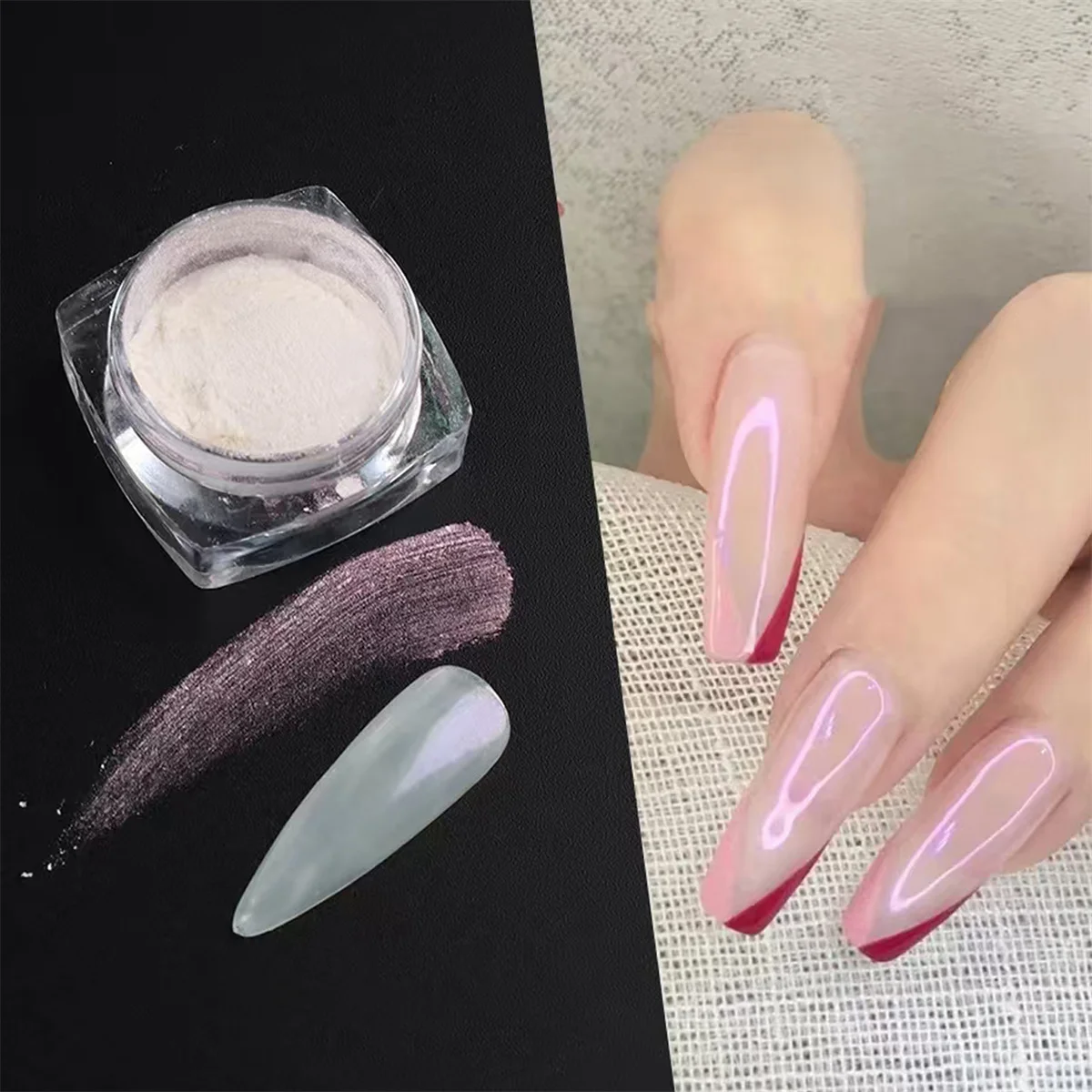 1 set 6 pezzi polvere per unghie al chiaro di luna polvere per specchio magico bianco delicato brillante Aurora smalto combinato UV e LED creazione di nail art